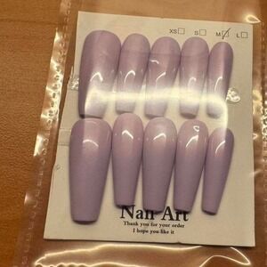 Coffin Lavender Press On‎ Nails Medium Length Fake Nail Art Set